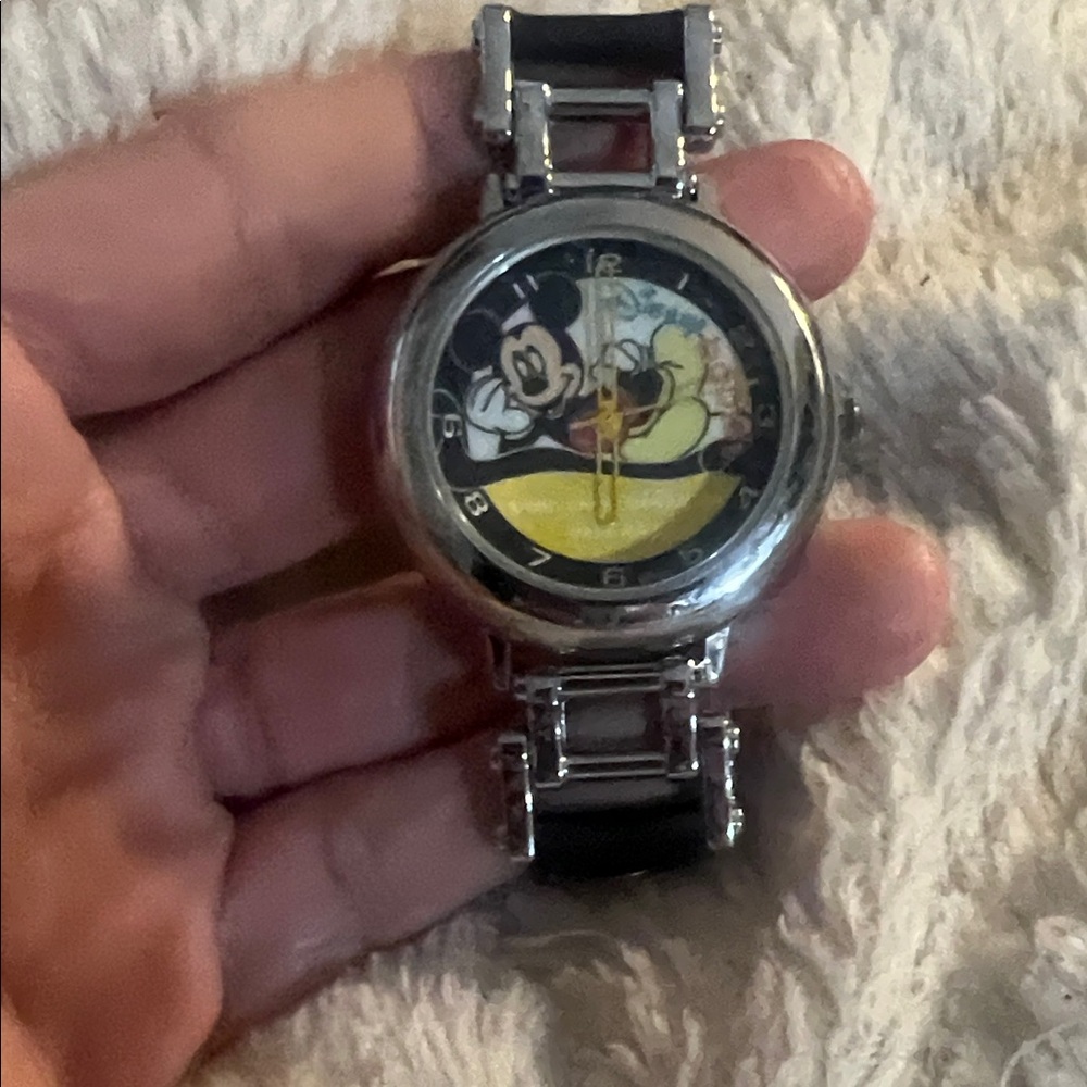Mickey Mouse Silver and Black Watch